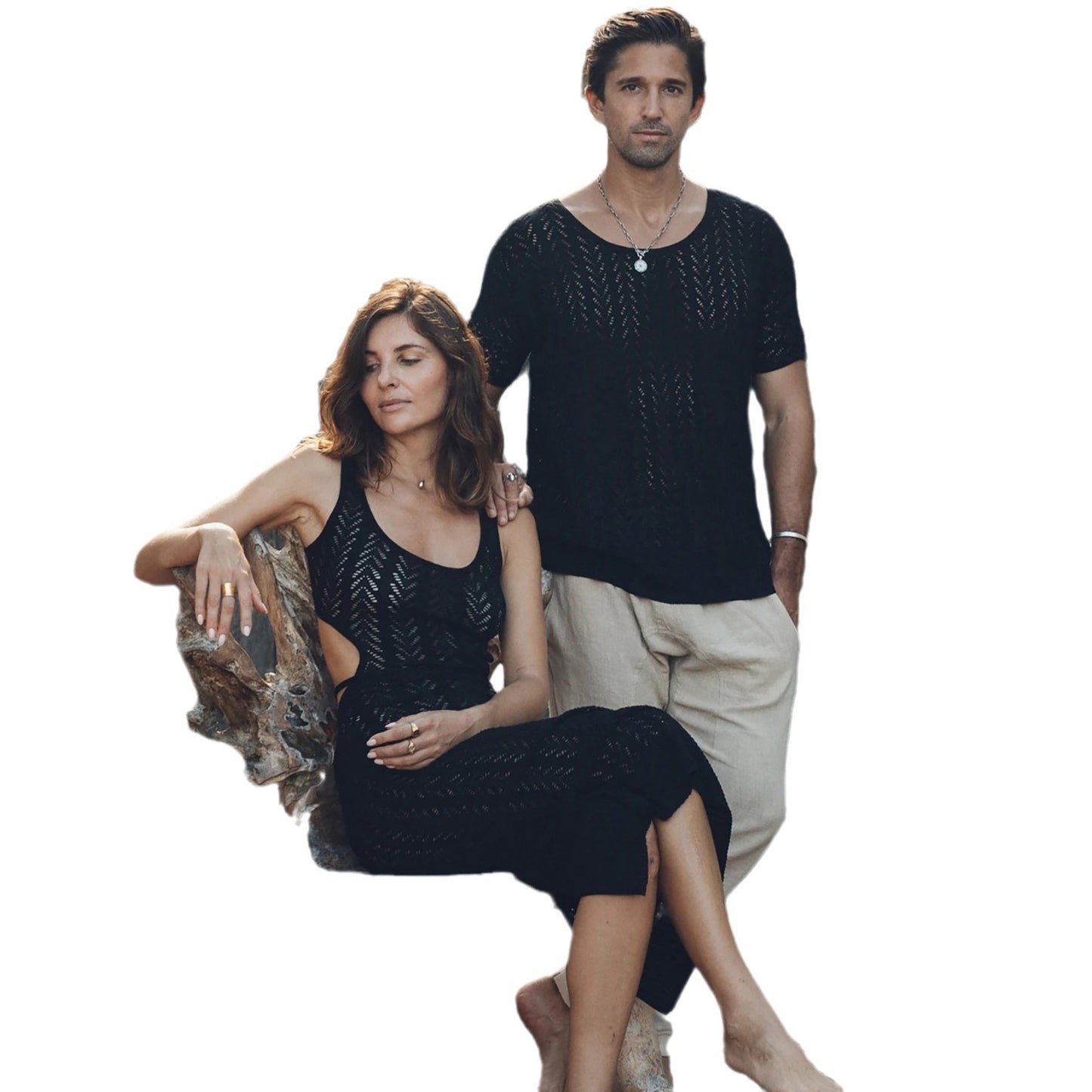 Beach Couple's Outfit Knitted Beach Bikini Blouse Sun-protective Clothing